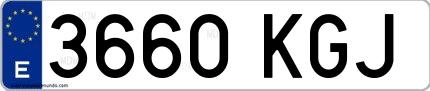 Ejemplo de matrícula española 3660 KGJ
