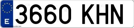 Ejemplo de matrícula española 3660 KHN