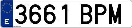 Ejemplo de matrícula española 3661 BPM