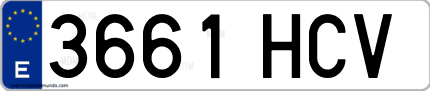 Ejemplo de matrícula de coche ordinaria 3661 HCV