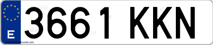 Ejemplo de matrícula de coche ordinaria 3661 KKN