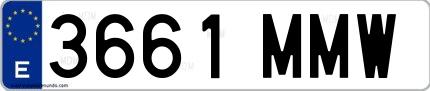 Ejemplo de matrícula española 3661 MMW