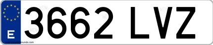 Ejemplo de matrícula española 3662 LVZ