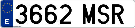 Ejemplo de matrícula de coche ordinaria 3662 MSR