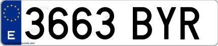 Ejemplo de matrícula española 3663 BYR