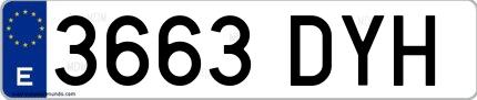 Ejemplo de matrícula española 3663 DYH