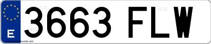 Ejemplo de matrícula española 3663 FLW