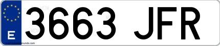 Ejemplo de matrícula española 3663 JFR