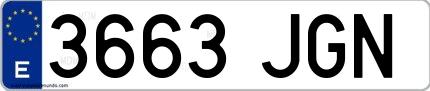 Ejemplo de matrícula española 3663 JGN