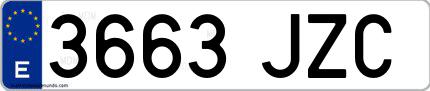 Ejemplo de matrícula española 3663 JZC