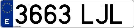 Ejemplo de matrícula española 3663 LJL