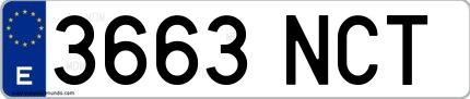 Ejemplo de matrícula española 3663 NCT