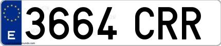 Ejemplo de matrícula española 3664 CRR