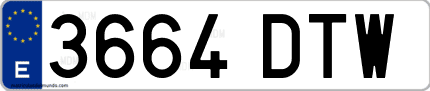 Ejemplo de matrícula de coche ordinaria 3664 DTW