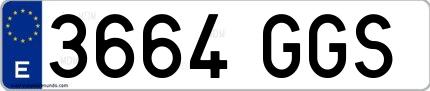 Ejemplo de matrícula española 3664 GGS