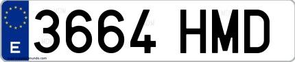 Ejemplo de matrícula española 3664 HMD