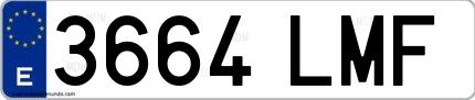 Ejemplo de matrícula española 3664 LMF