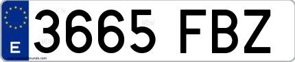 Ejemplo de matrícula española 3665 FBZ