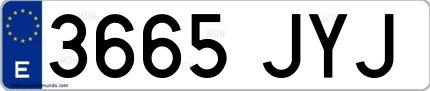 Ejemplo de matrícula española 3665 JYJ