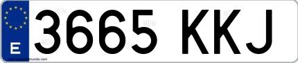 Ejemplo de matrícula española 3665 KKJ