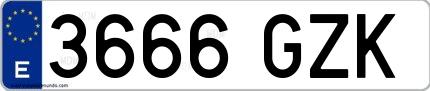 Ejemplo de matrícula española 3666 GZK