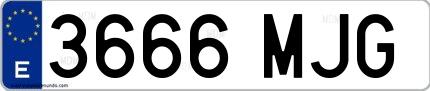Ejemplo de matrícula española 3666 MJG