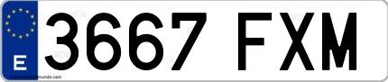 Ejemplo de matrícula española 3667 FXM