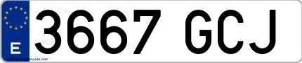 Ejemplo de matrícula española 3667 GCJ