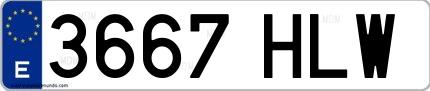 Ejemplo de matrícula española 3667 HLW