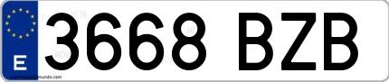Ejemplo de matrícula española 3668 BZB