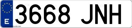 Ejemplo de matrícula española 3668 JNH