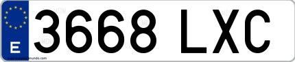 Ejemplo de matrícula española 3668 LXC