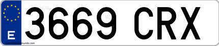 Ejemplo de matrícula de coche ordinaria 3669 CRX