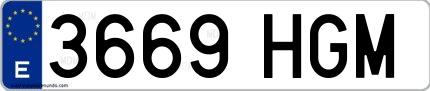 Ejemplo de matrícula española 3669 HGM