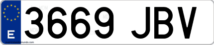 Ejemplo de matrícula de coche ordinaria 3669 JBV