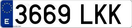 Ejemplo de matrícula española 3669 LKK