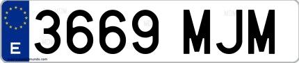 Ejemplo de matrícula española 3669 MJM