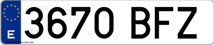 Ejemplo de matrícula de coche ordinaria 3670 BFZ