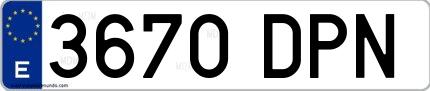 Ejemplo de matrícula española 3670 DPN