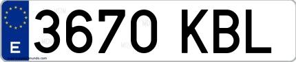 Ejemplo de matrícula de coche ordinaria 3670 KBL