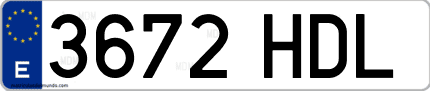 Ejemplo de matrícula de coche ordinaria 3672 HDL