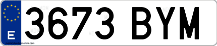 Ejemplo de matrícula de coche ordinaria 3673 BYM
