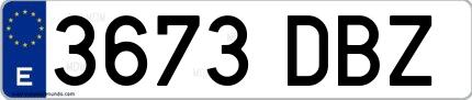 Ejemplo de matrícula española 3673 DBZ