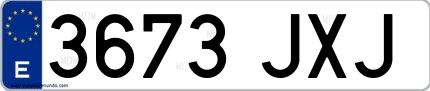 Ejemplo de matrícula española 3673 JXJ