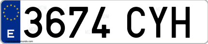 Ejemplo de matrícula de coche ordinaria 3674 CYH