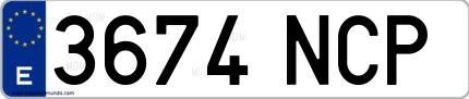 Ejemplo de matrícula española 3674 NCP