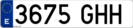Ejemplo de matrícula de coche ordinaria 3675 GHH