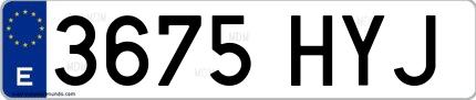 Ejemplo de matrícula de coche ordinaria 3675 HYJ