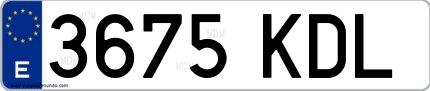 Ejemplo de matrícula española 3675 KDL