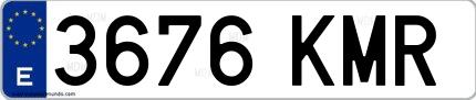 Ejemplo de matrícula española 3676 KMR